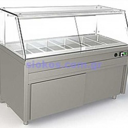 Bain marie με ίσια τζάμια και με κολωνάκια ανοξείδωτα 